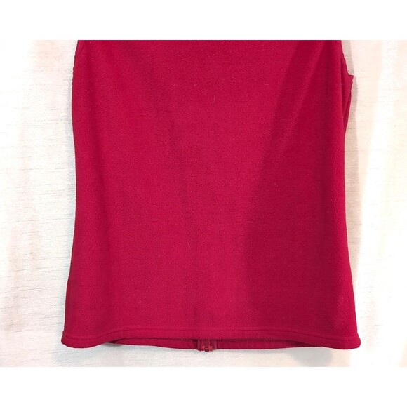 Chaps by Ralph Lauren Women's MEDIUM Fleece Vest Full Zip Red Collared Pockets - Picture 14 of 15